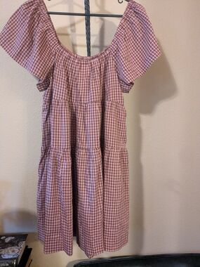 Old Navy Pink Gingham Tiered Casual Dress Size M